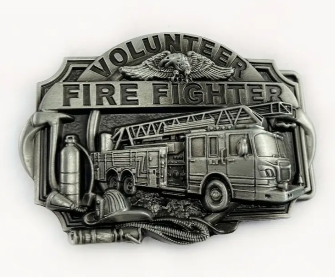 Antique Silver Volunteer Fire Fighter Belt Buckle Wholesale 1815ATS