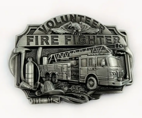 Antique Silver Volunteer Fire Fighter Belt Buckle Wholesale 1815ATS