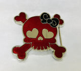 Wholesale RED Girly Skull and Crossbones with Bow Belt Buckle 1496